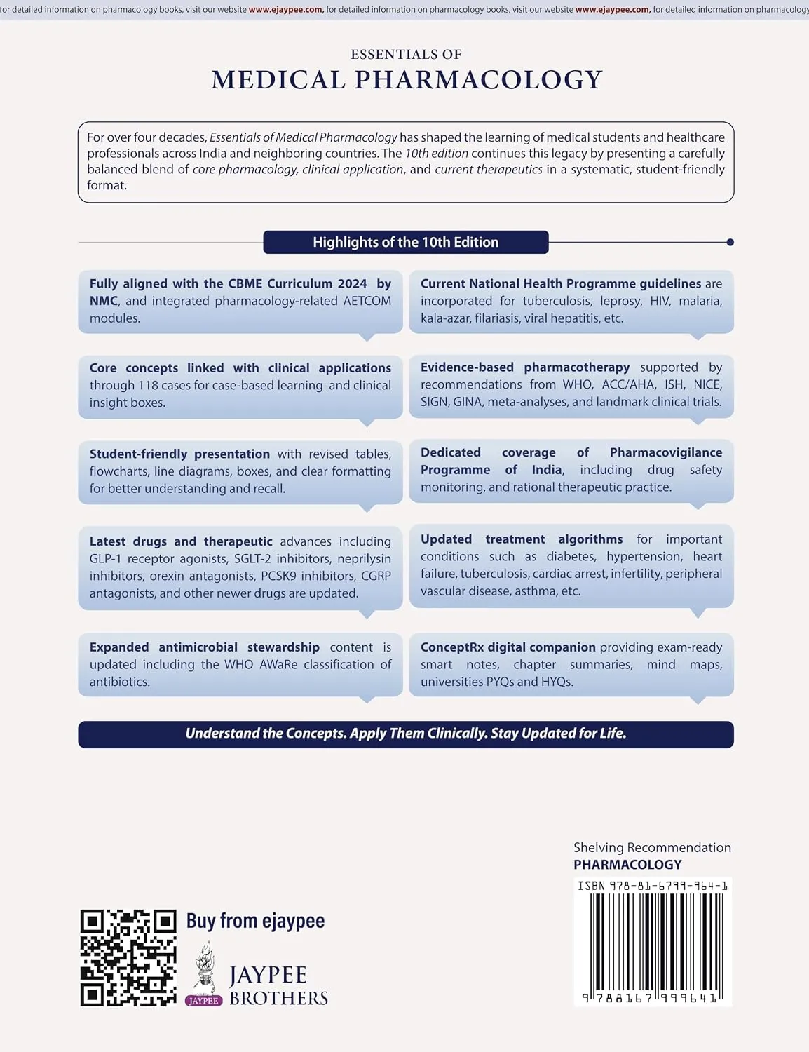 KD Tripathi Medical Pharmacology, 10th Ed