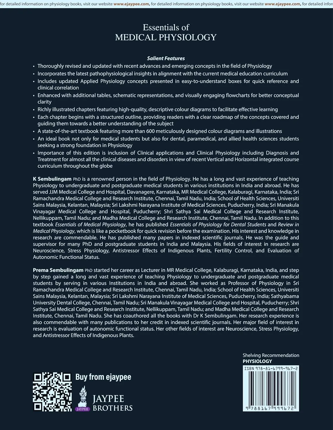 Sembulingam Essentials of Medical Physiology, 11th Ed