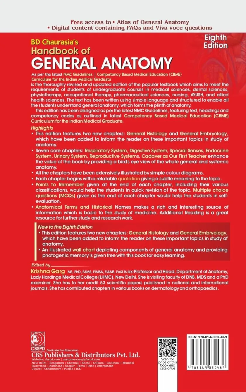 BD Chaurasia General Anatomy, 8th Ed
