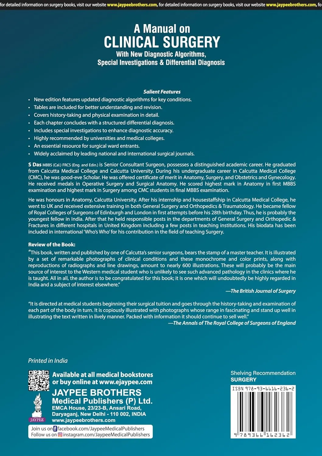 S Das Manual on Clinical Surgery, 18th Ed